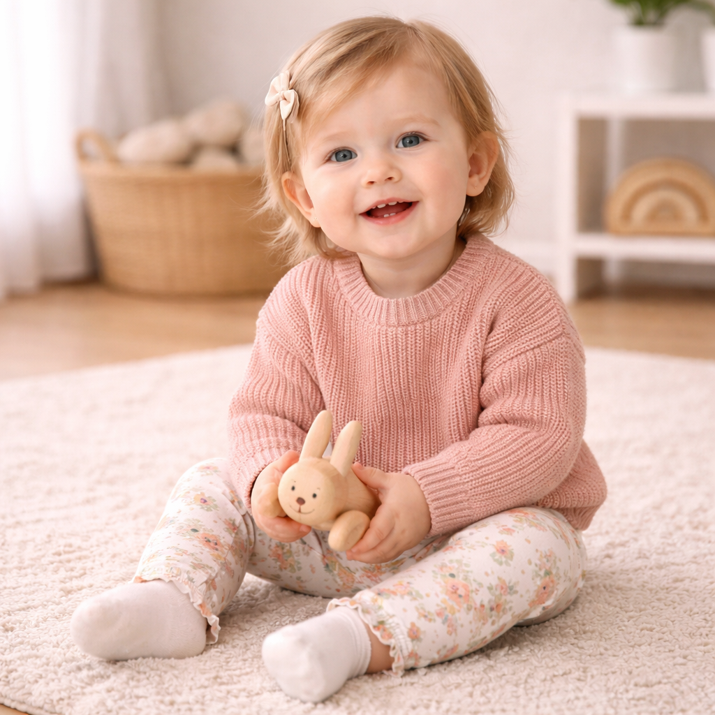 Soft Knit Cotton Sweater - Dusty pink