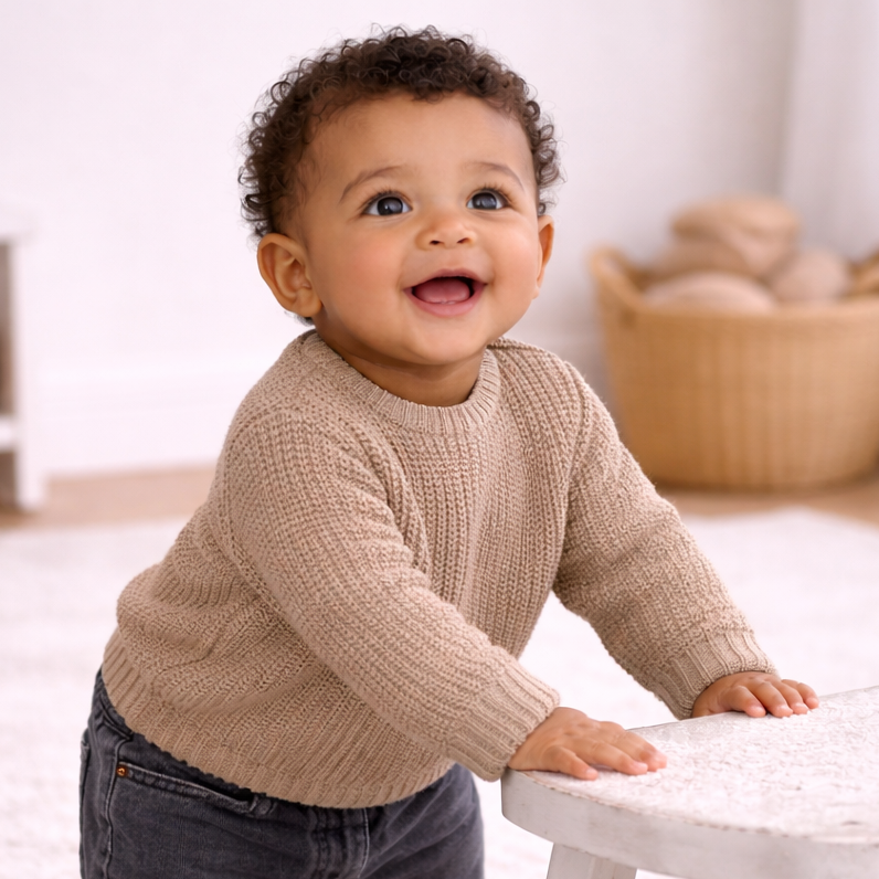 Soft Knit Cotton Sweater - Taupe