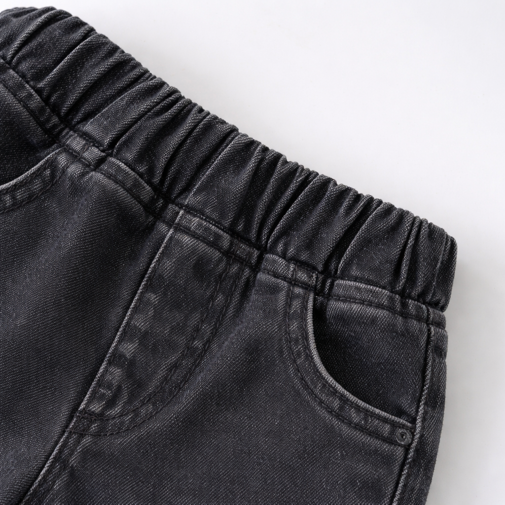 Classic Cuffed Denim Trousers - Black