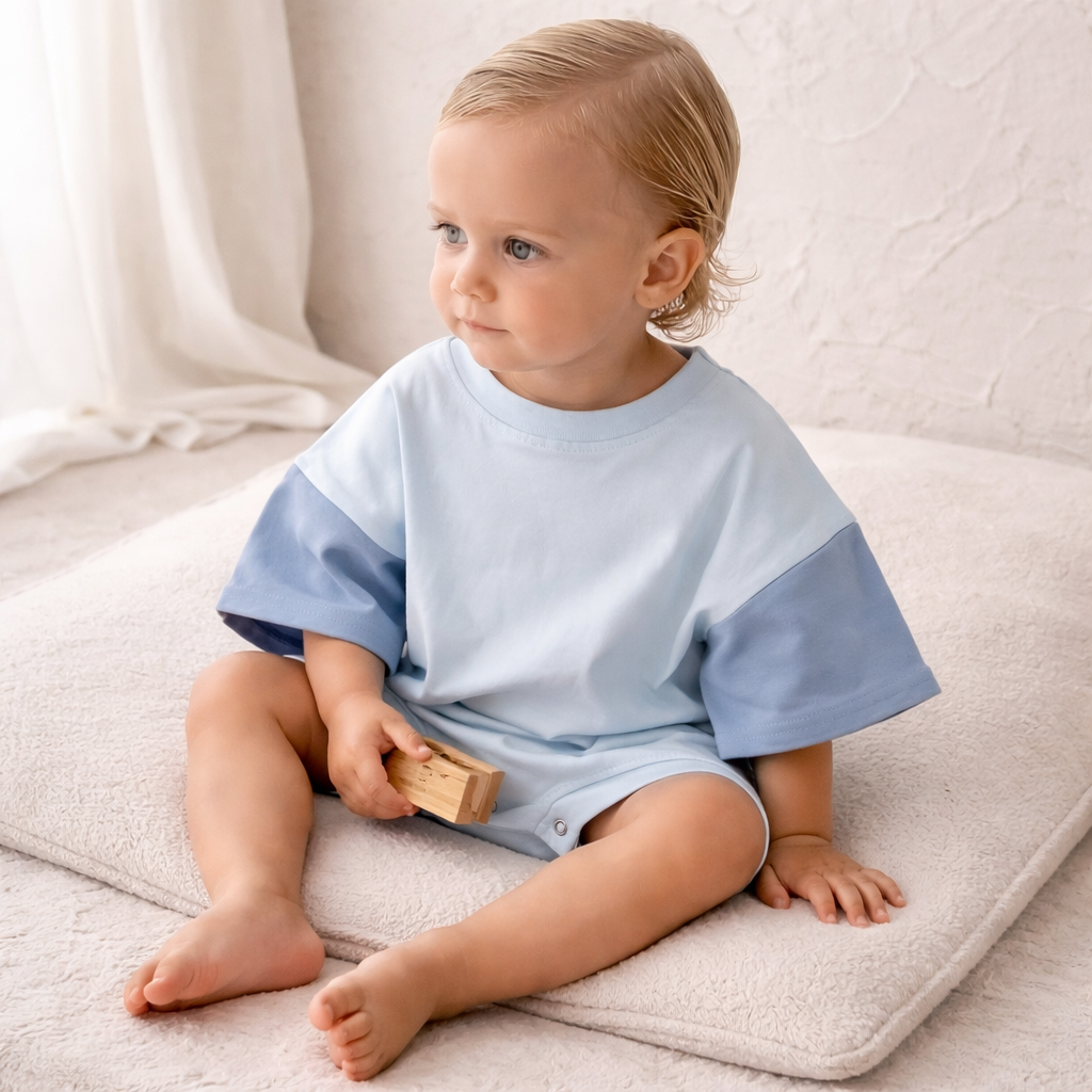 The Oversized Tee Romper - Sky blue