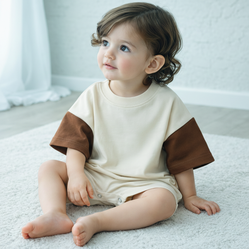 The Oversized Tee Romper - Brown