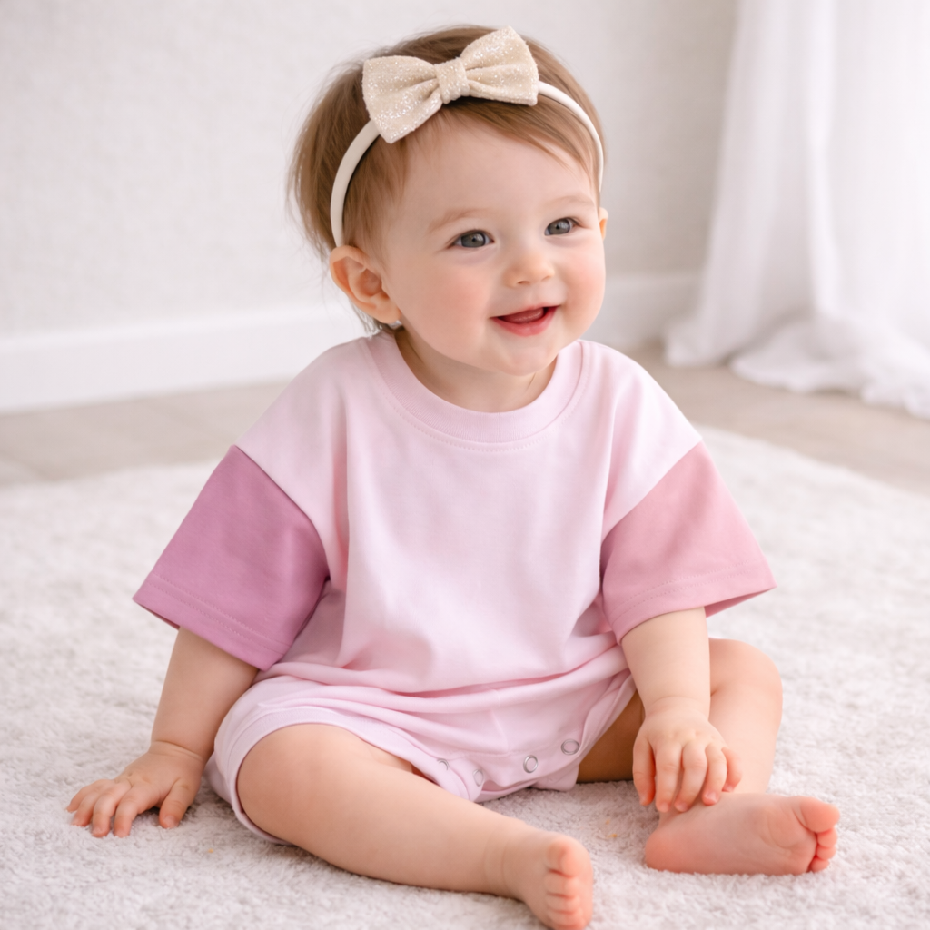 The Oversized Tee Romper - Bubble gum
