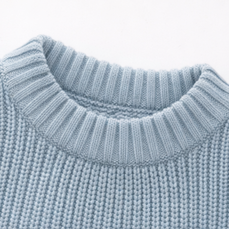 Soft Knit Cotton Sweater - Pale blue