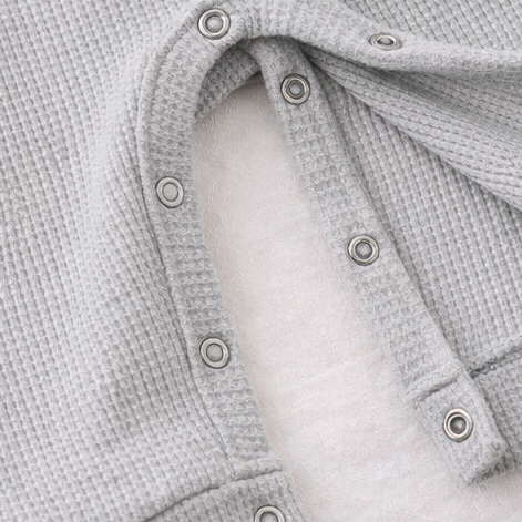 Waffle Knit Pocket Romper - Light Gray, product view 4