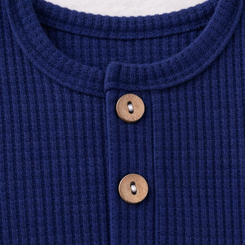 Waffle Knit Pocket Romper - Navy blue, product view 3