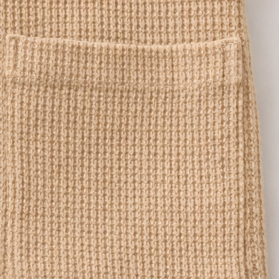 Waffle Knit Pocket Romper - Khaki, product view 4
