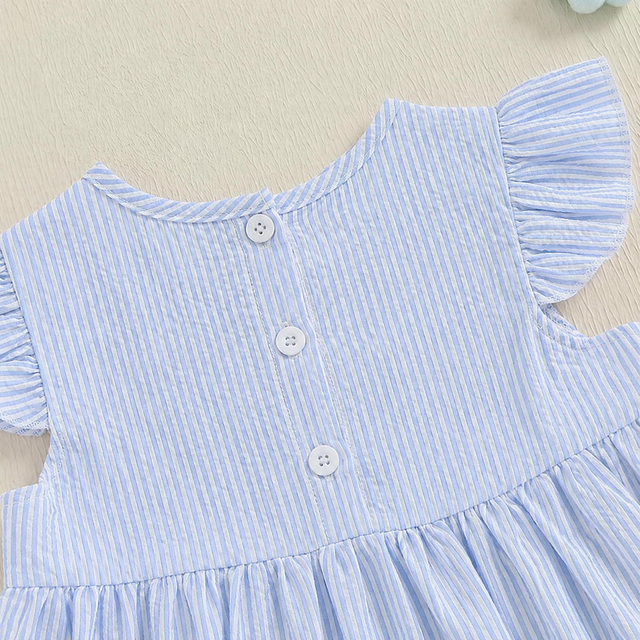 Stars & Stripes Seersucker Flutter Dress - Blue
