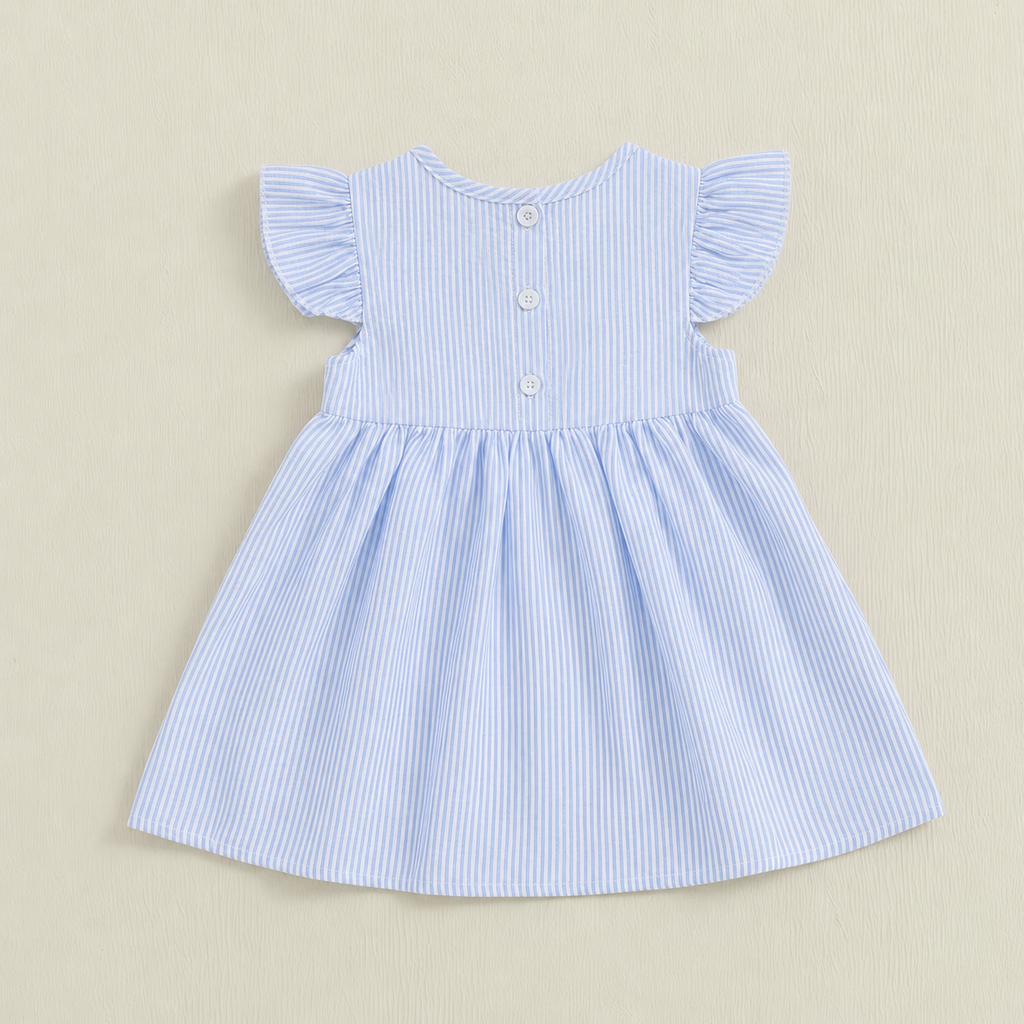 Stars & Stripes Seersucker Flutter Dress - Blue