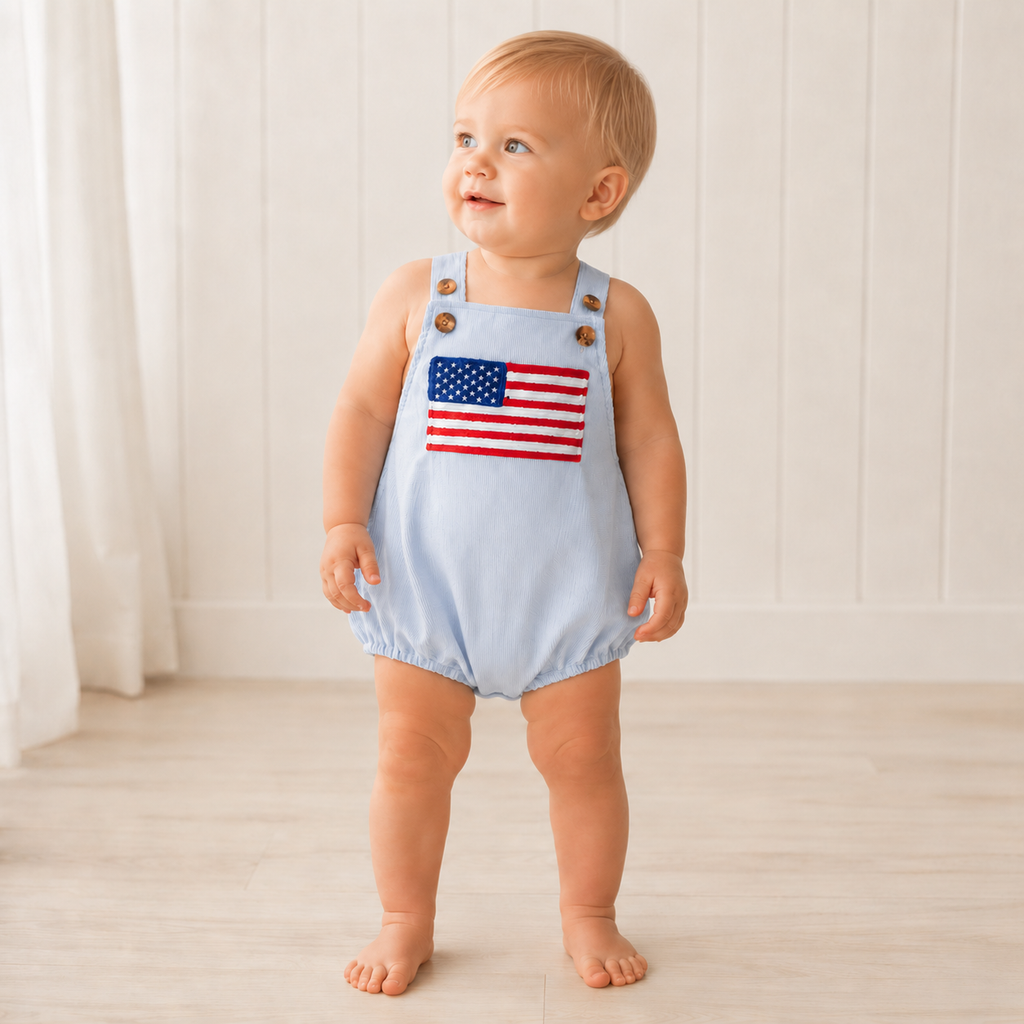 Americana Seersucker Bubble Romper