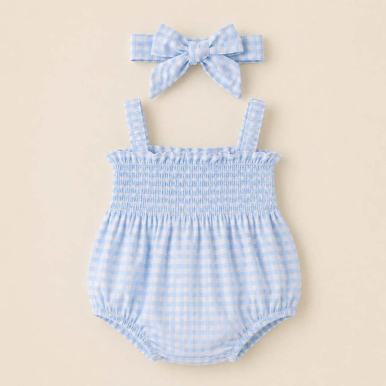 Patriotic Gingham Bubble Romper Set