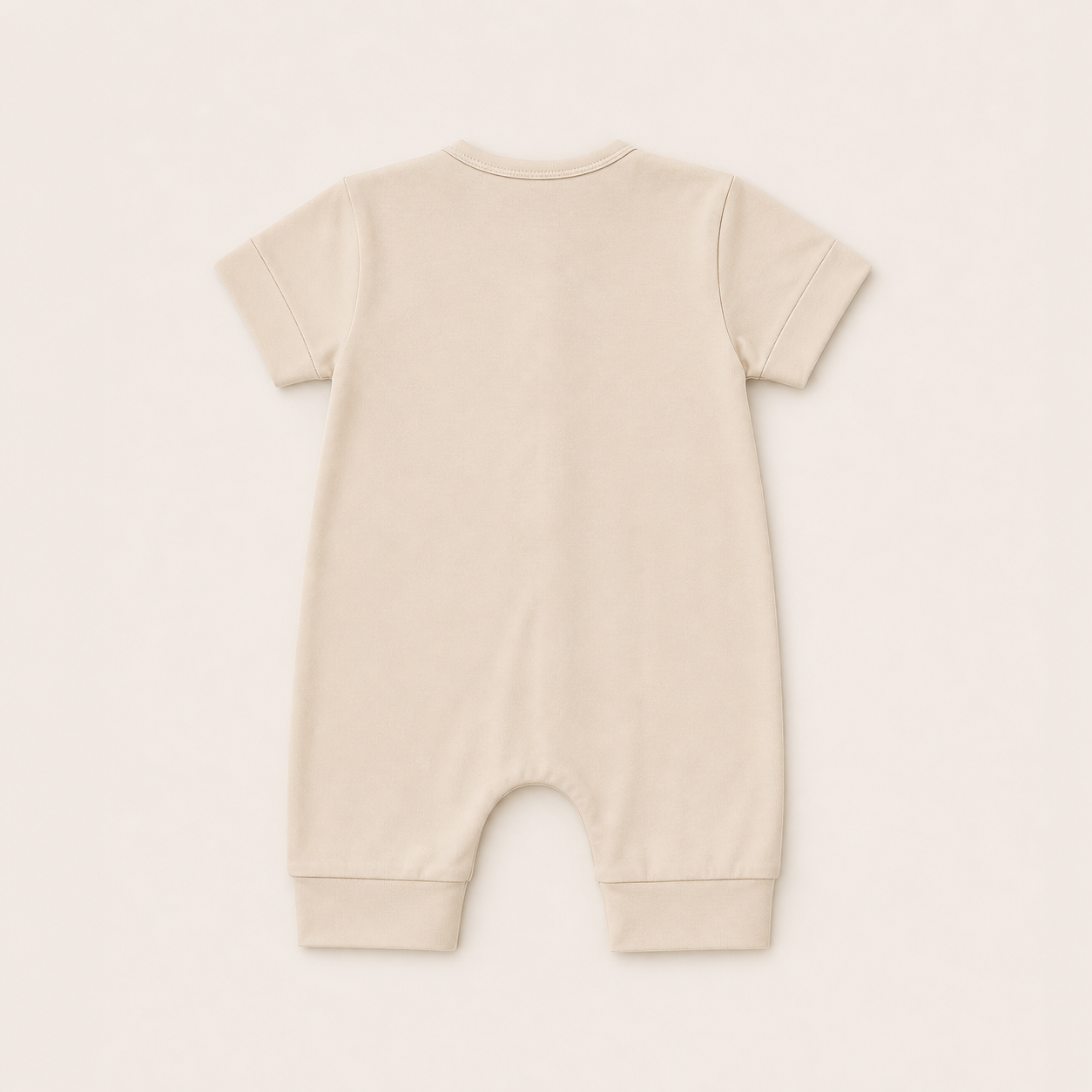 Soft Bamboo Short Sleeve Zip Romper - Oatmeal