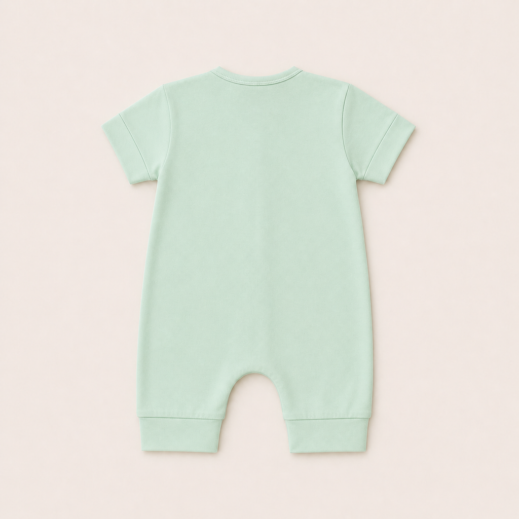 Soft Bamboo Short Sleeve Zip Romper - Sage