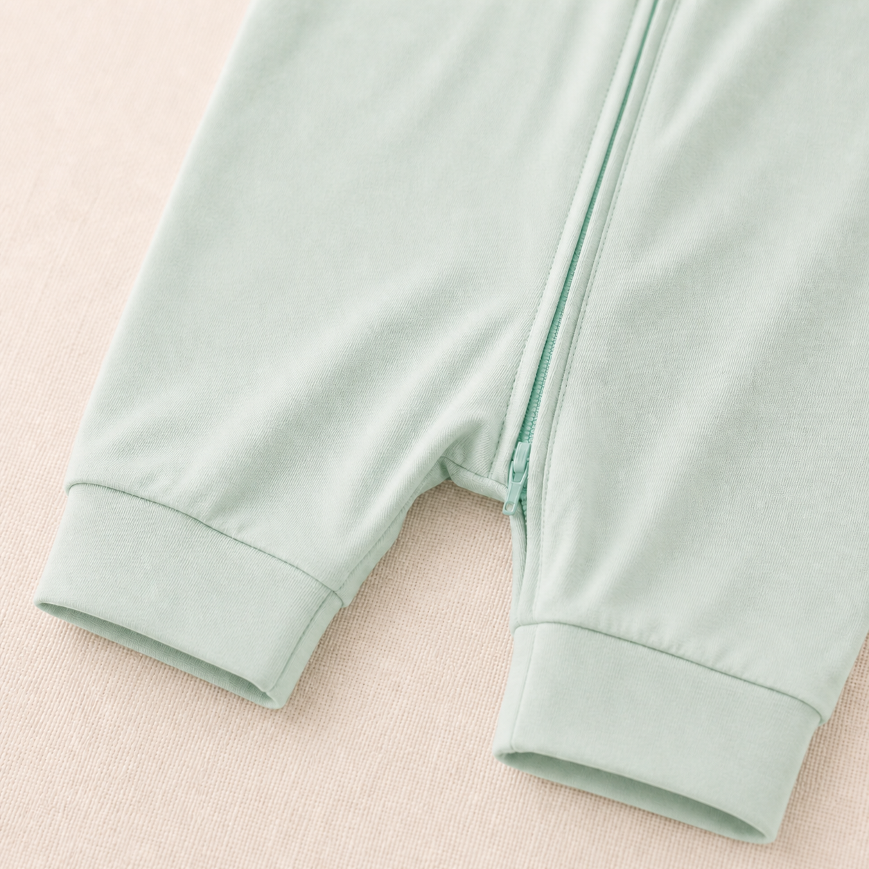 Soft Bamboo Short Sleeve Zip Romper - Sage
