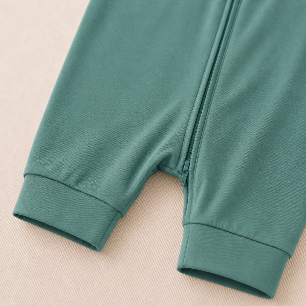 Soft Bamboo Short Sleeve Zip Romper - Deap Teal