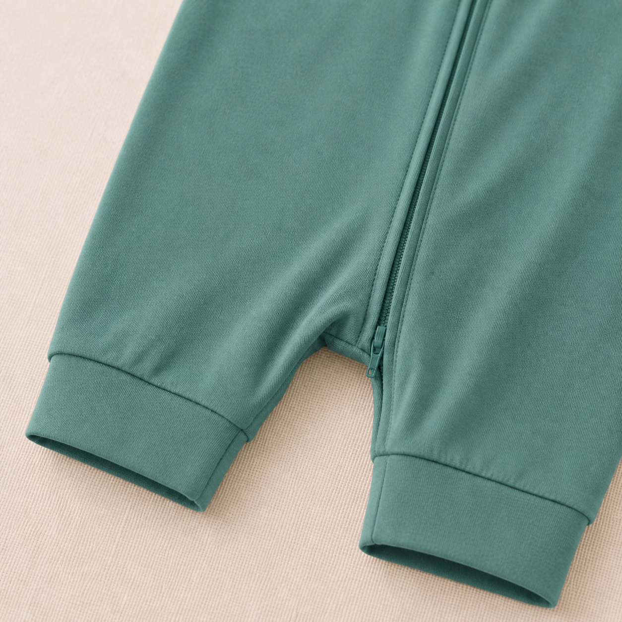 Soft Bamboo Short Sleeve Zip Romper - Deap Teal