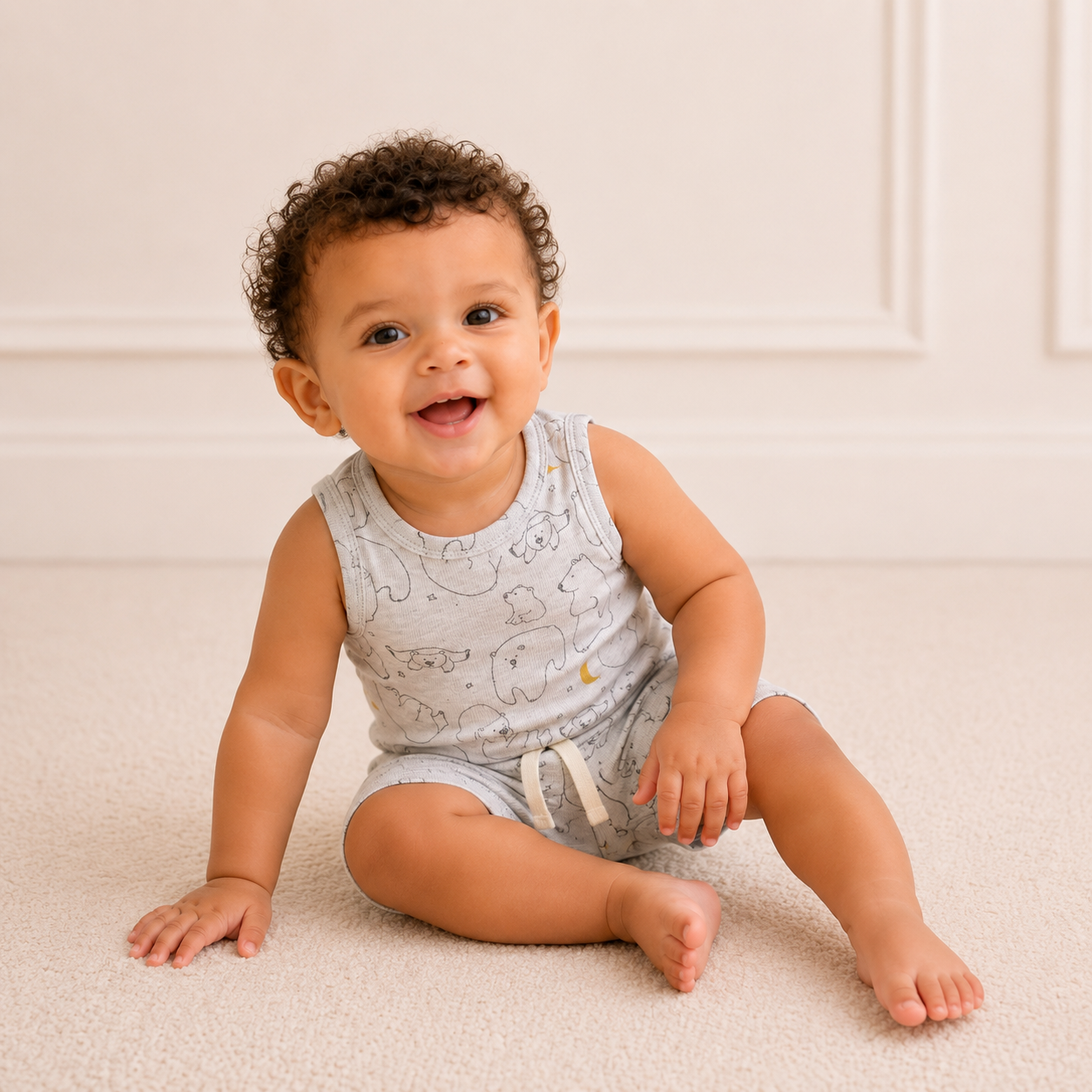 Sunny Days Bodysuit & Shorts Set - Grey Bears