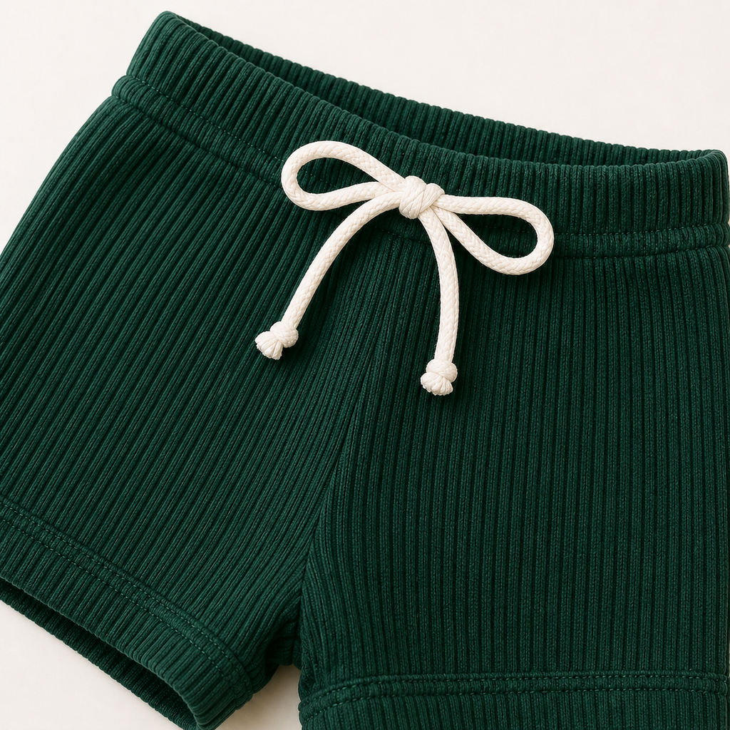 Everyday Ribbed Baby Bodysuit & Shorts Set - Green