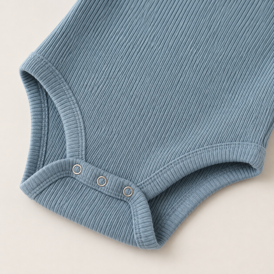 Everyday Ribbed Baby Bodysuit & Shorts Set - Blue, product view 7