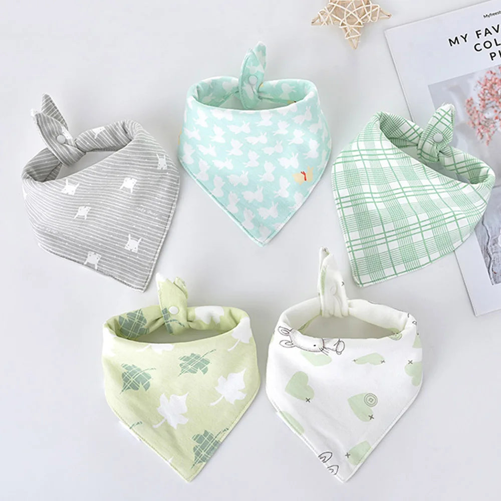 Essential 5-Pack Cotton Baby Bib Set - Mint Meadow Set