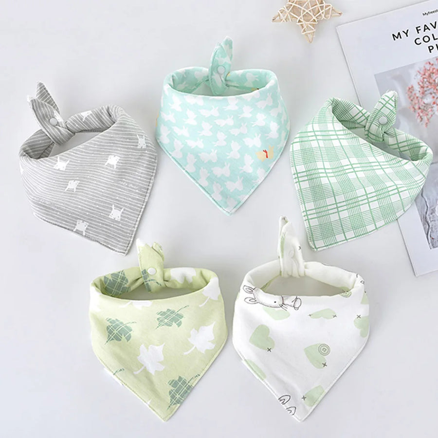 Essential 5-Pack Cotton Baby Bib Set - Mint, product view