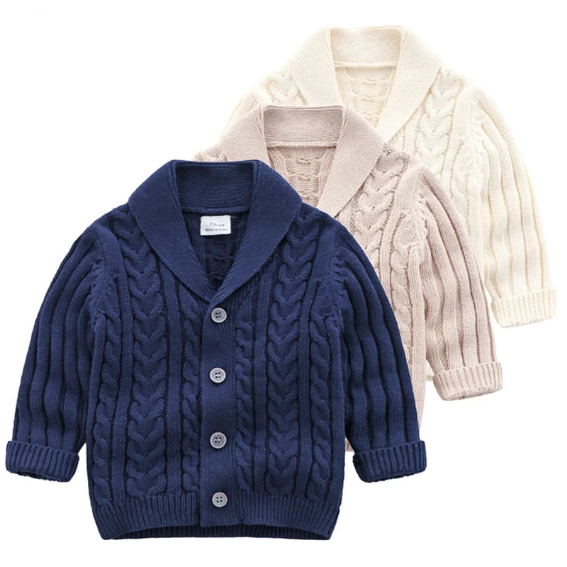 Kids Knitted Cardigan Jacket for Boys and Girls in beige color