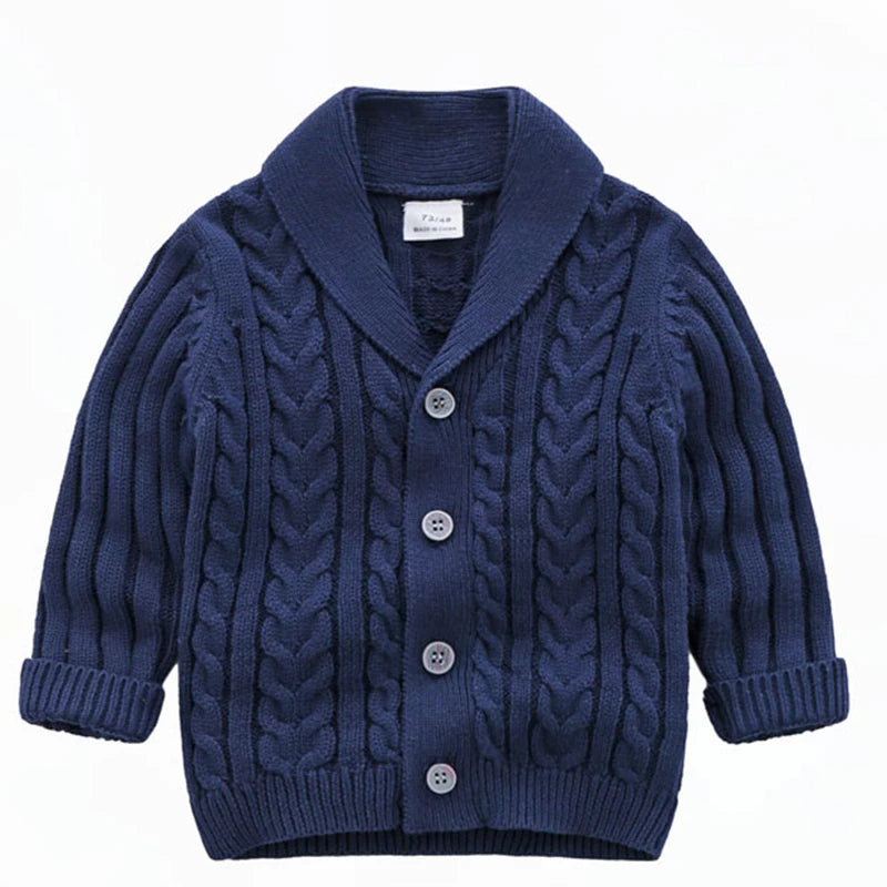 Kids Knitted Cardigan Jacket for Boys and Girls in navy blue color