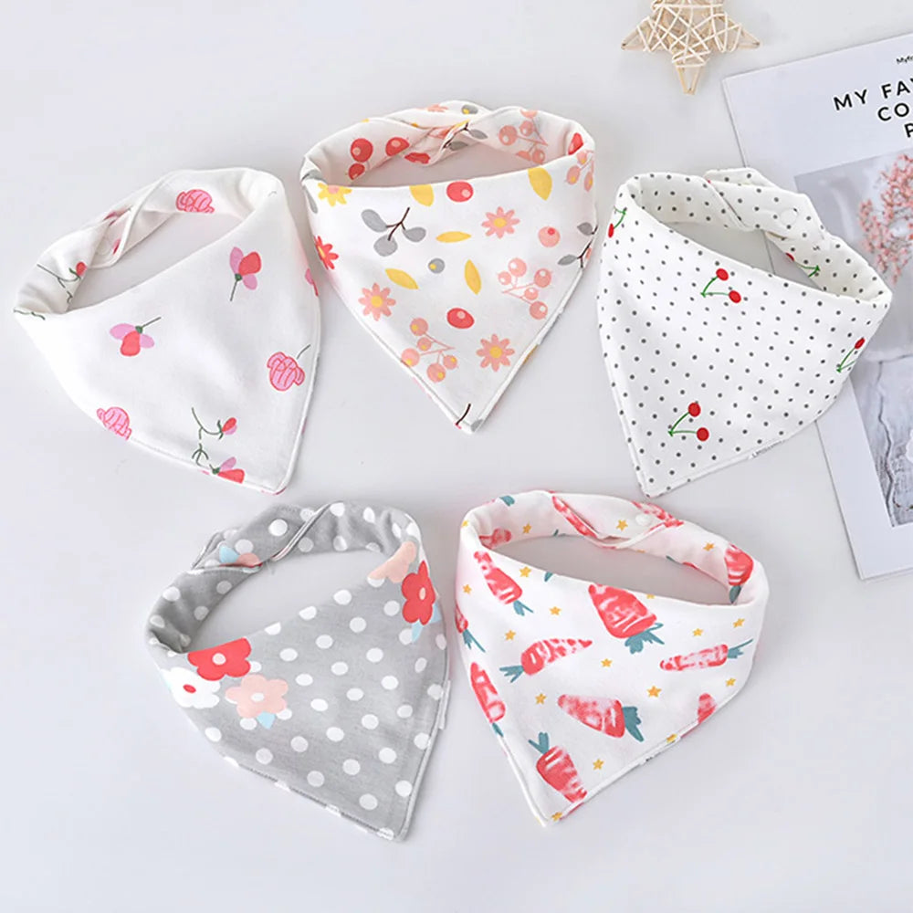 Essential 5-Pack Cotton Baby Bib Set - Blossom Dots Set