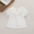 Baby Girl's Blouse Summer Cotton Breathable Shirt Tops Clothing for Girls Versatile Ruffle Collar Short Sleeved T-shirt
