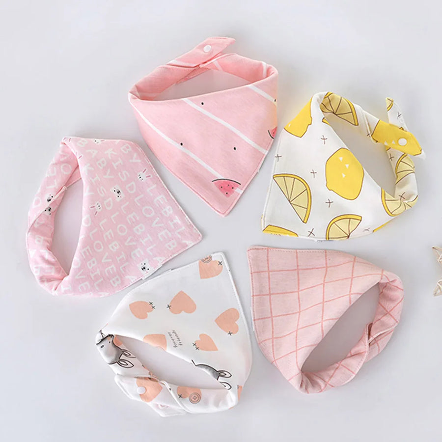 Essential 5-Pack Cotton Baby Bib Set - Pink, product view