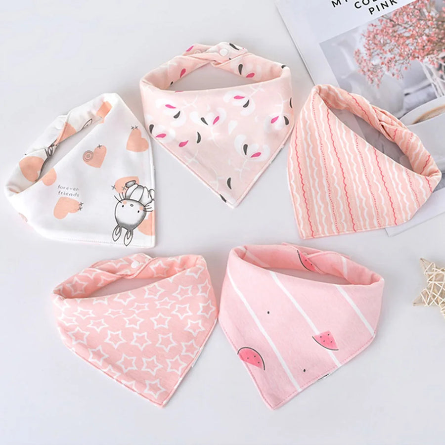 Essential 5-Pack Cotton Baby Bib Set - Blush, product view
