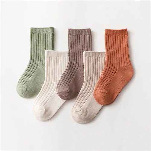Ribbed Everyday Sock Set – 5 Pairs - Earthy Neutrals