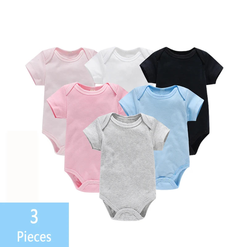 Solid Color Baby Bodysuit Set in Soft Cotton