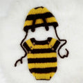 Handmade mohair bee costume set for newborn including striped romper and matching hat
