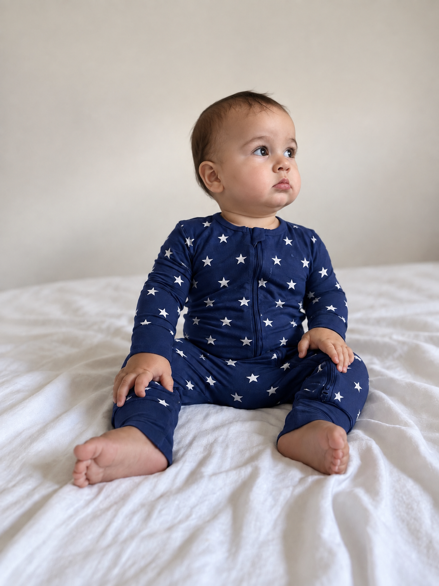 Navy Stars Romper