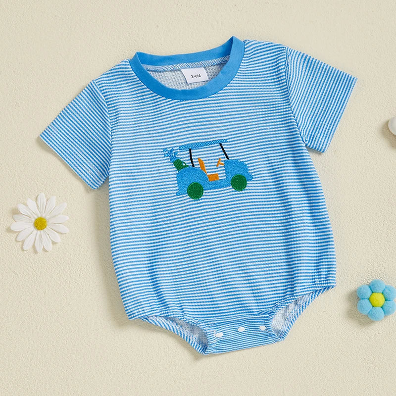 Back view of Striped Embroidered Baby Bodysuit