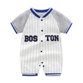 Striped Baseball-Style Romper for Baby in Soft Cotton