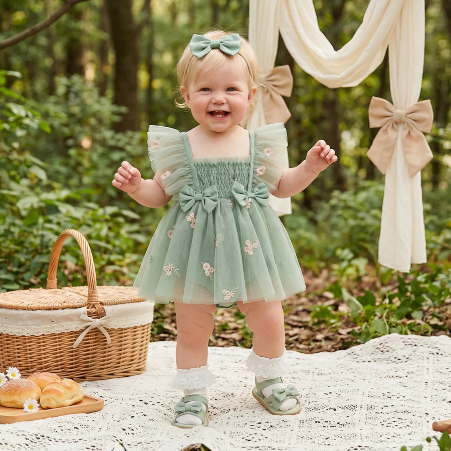 Fleur Tulle Romper Dress & Headband – product view