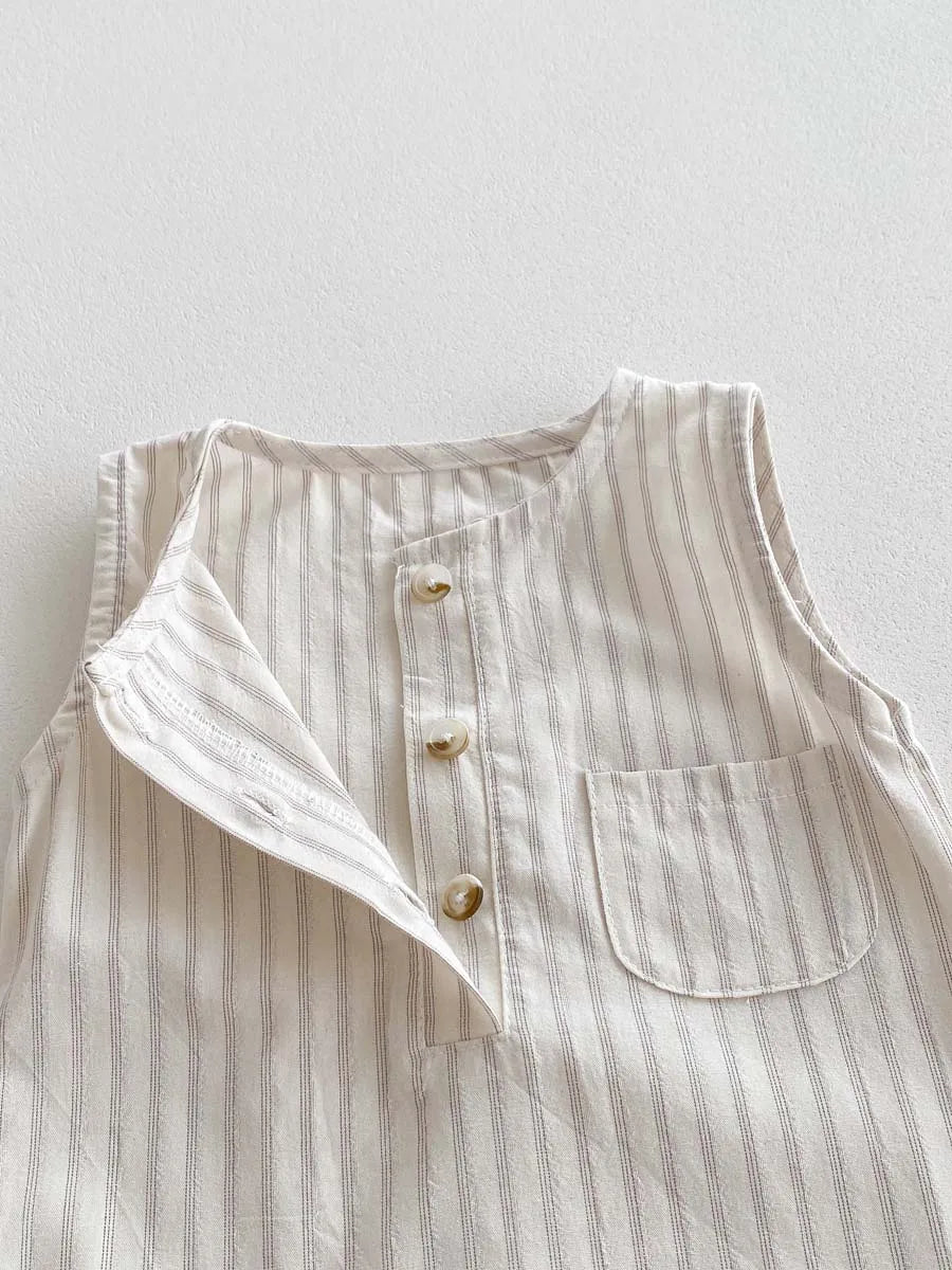 Striped Sleeveless Baby Romper Set, product view 6