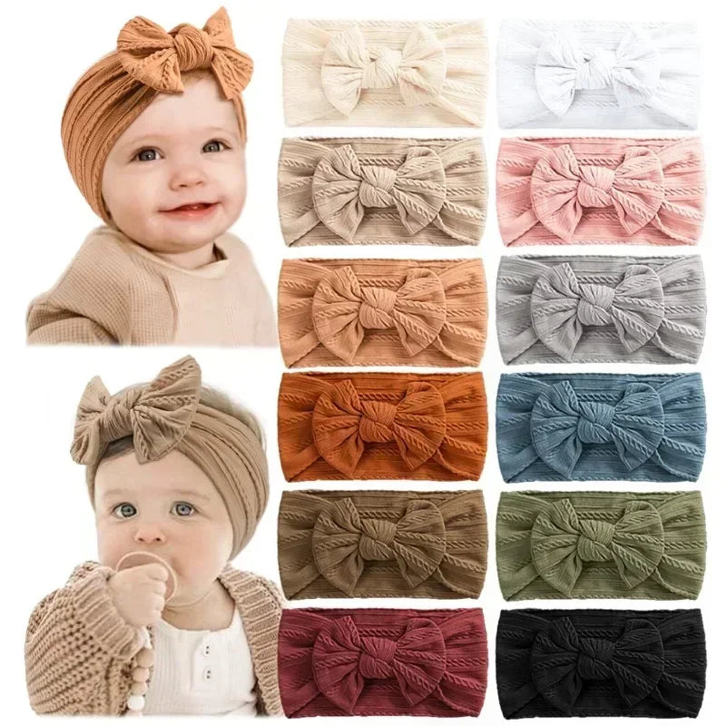 Jacquard Bow Tie Headband for Babies with Soft Stretch Nylon Fabric