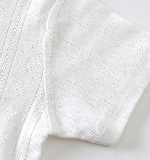 Lou Textured Summer Romper - White, product view 3