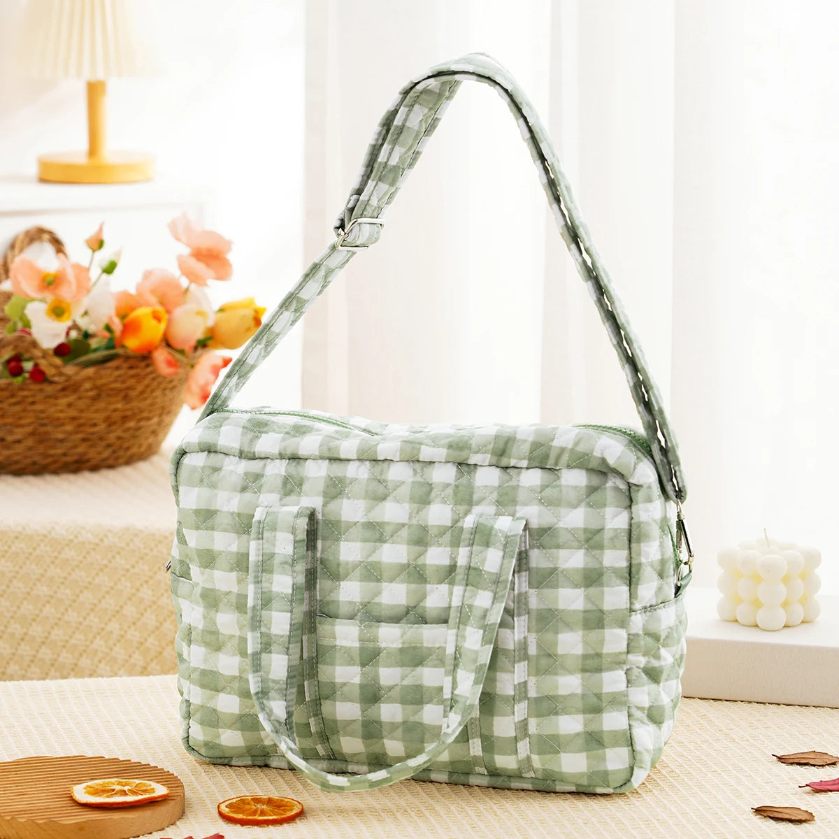 Quilted Multi-Functional Diaper Bag