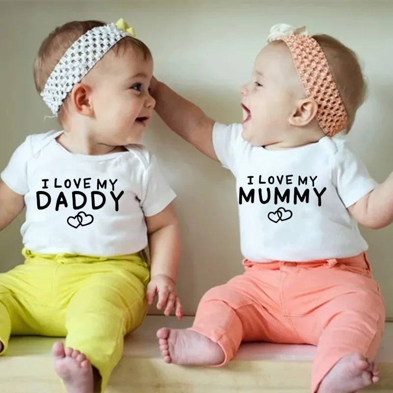I Love Daddy & Mummy Baby Romper with Short Sleeves