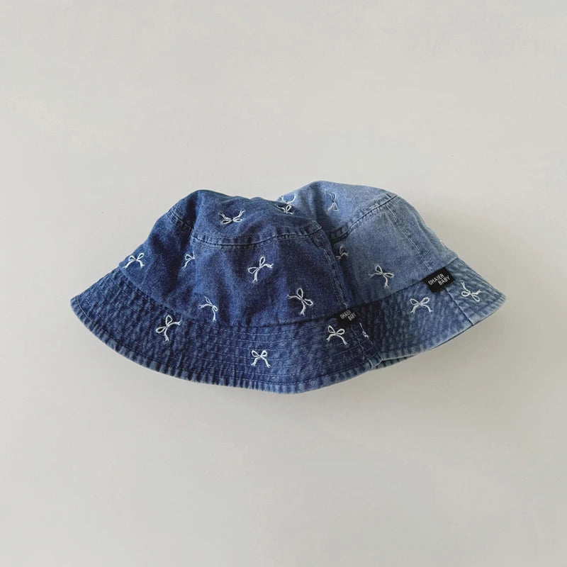 Front view of Bow Detail Fisherman Hat with Adjustable Strap
