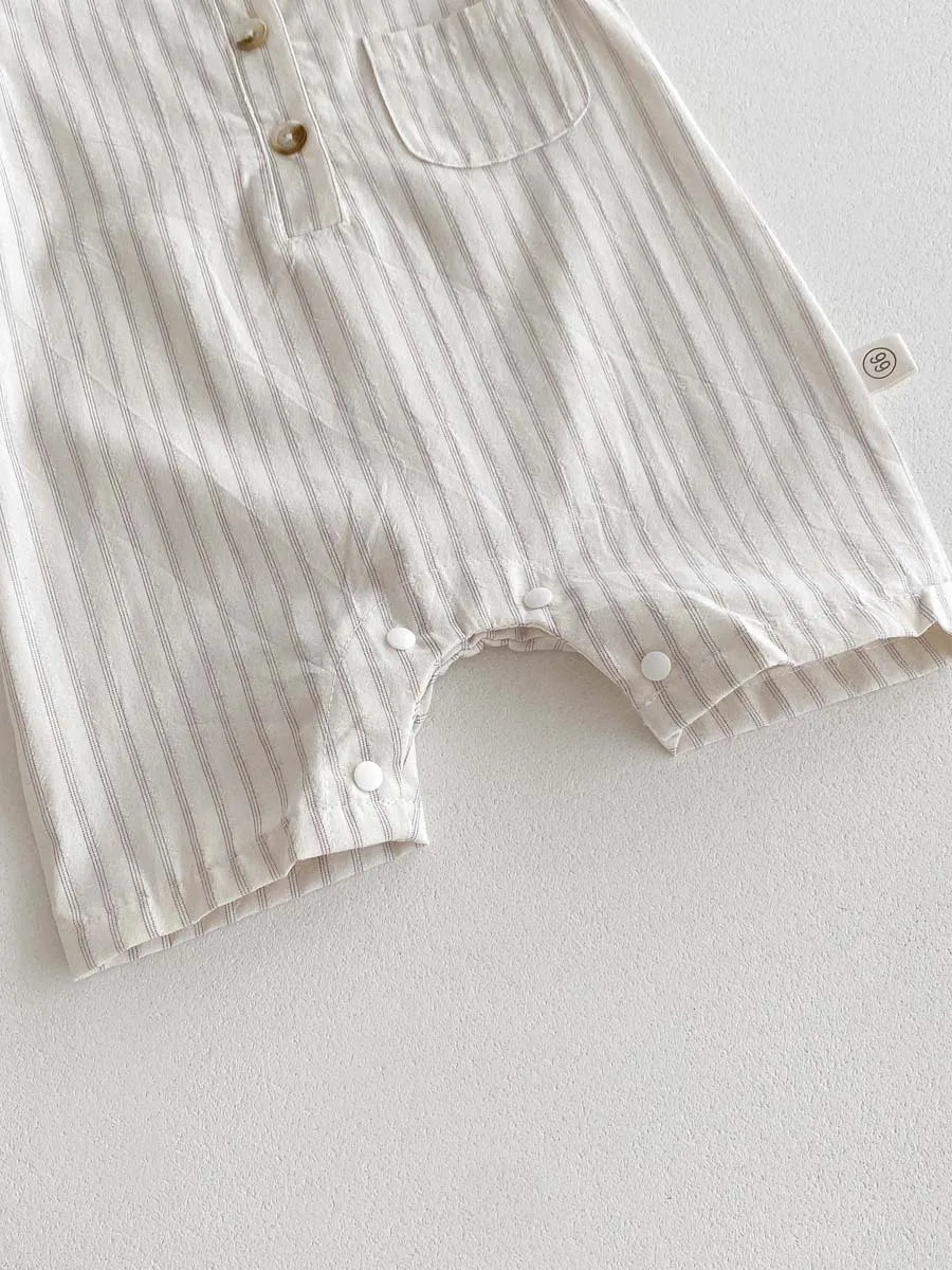 Striped Sleeveless Baby Romper Set, product view 4