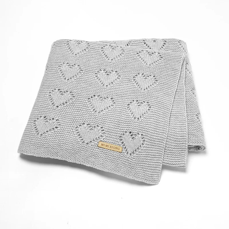 Knitted cotton baby blanket for stroller and nursery