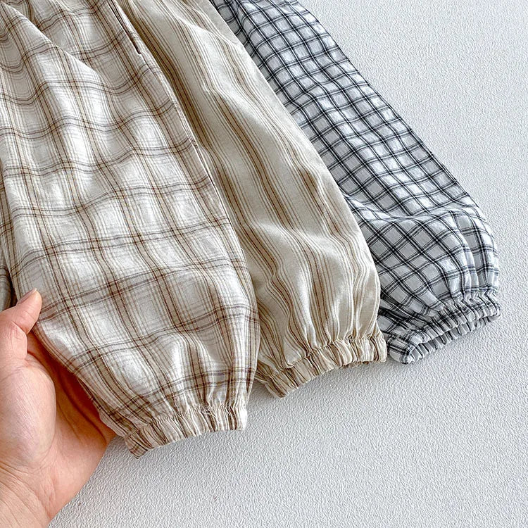 Baby Cotton Plaid Jogger Pants with Elastic Waistband