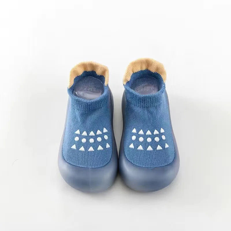 Blue Airy Step soft-sole sock shoes for babies
