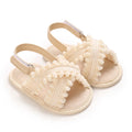 Cream Scalloped soft sole baby sandals