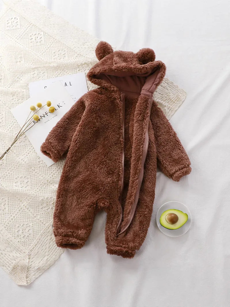 Soft Fleece Fabric Detail of Bear Romper