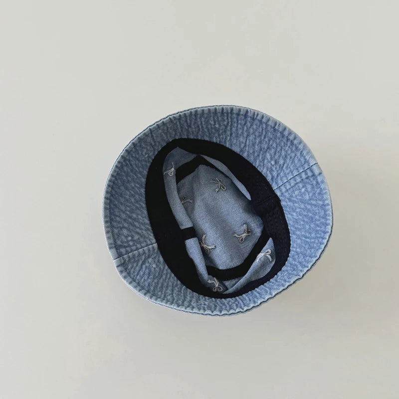 Denim Bow Detail Fisherman Hat for Boys and Girls
